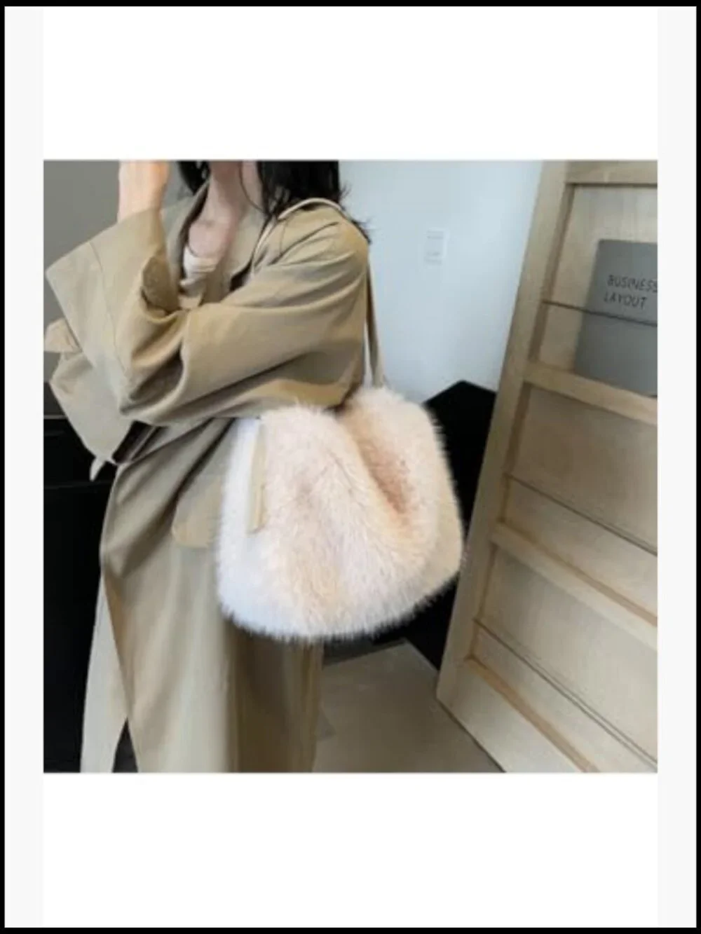 Soft Faux Fur Hobo Bag Adjustable Strap Shoulder Purse Plush Furry Handbag